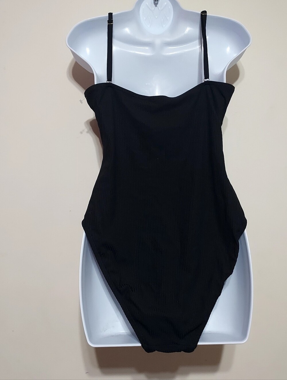 Andie Ribbed Knit Black One Piece Swimsuit Sz-XL Tall - Picture 7 of 10
